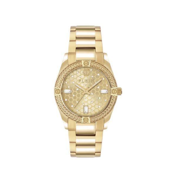 Reloj Philipp Plein Mujer Acero IP Dorado Icon Chain Crystal 36mm Ref: PW1FA0425