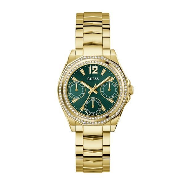 Reloj Guess Ritzy Mujer Acero IP Dorado Esfera Verde Multifunción 36mm Ref: GW0685L5