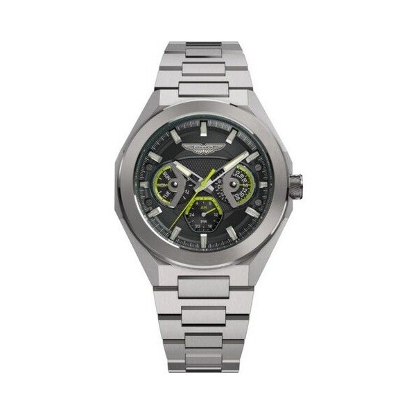 Reloj Aston Martin Fórmula 1 Plateado y Negro Multifunción Hombre Ref: MTRI1F505