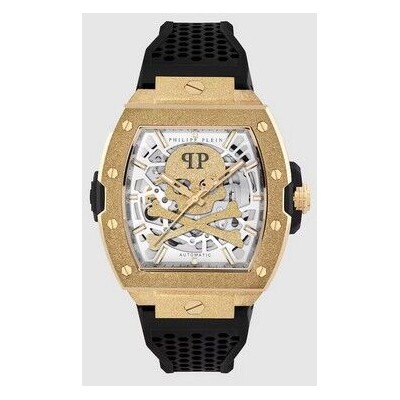 Reloj Philipp Plein The $keleton  Frosted Automático De Silicona Y Correa Negra Ref:PWJFA1