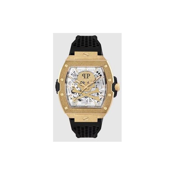 Reloj Philipp Plein The $keleton  Frosted Automático De Silicona Y Correa Negra Ref:PWJFA1
