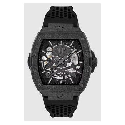 Reloj Philipp Plein The $keleton Frosted Automático De Silicona Y Correa Negra Ref:PWJFA1125