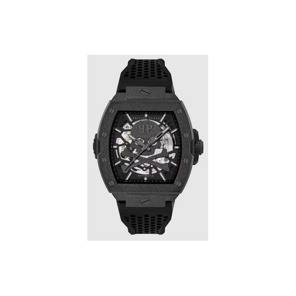 Reloj Philipp Plein The $keleton Frosted Automático De Silicona Y Correa Negra Ref:PWJFA1125