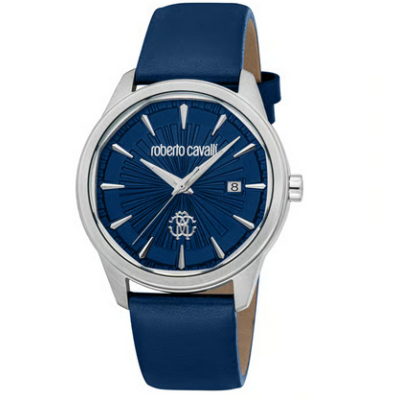Reloj Roberto Cavalli Caballero De Cuarzo Con Correa Piel Azul 42mm Ref: RC5G134L0025