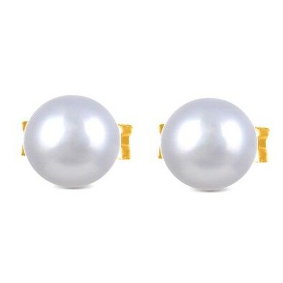 Pendientes Luxenter Básico de Perla Blanca acabado oro amarillo de 18K Ref: EV065Y11400