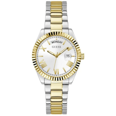 Reloj Guess Mujer Luna Bicolor Acero/Ip Dorado Esfera Blanca 36mmRef: GW0308L6
