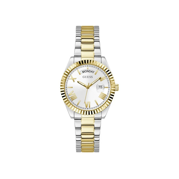 Reloj Guess Mujer Luna Bicolor Acero/Ip Dorado Esfera Blanca 36mmRef: GW0308L6