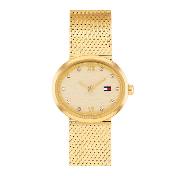 Reloj Tommy Hilfiger Mujer Moira Malla Milanesa Dorado 25mm Ref: 1782847