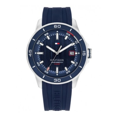 Reloj Tommy Hilfiger Caballero Remy 3 Agujas Caucho y Esfera Azul 43mm Ref: 1792225