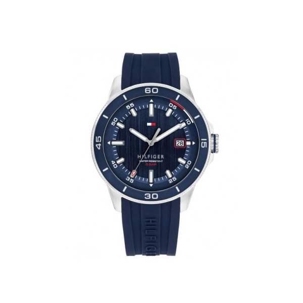 Reloj Tommy Hilfiger Caballero Remy 3 Agujas Caucho y Esfera Azul 43mm Ref: 1792225