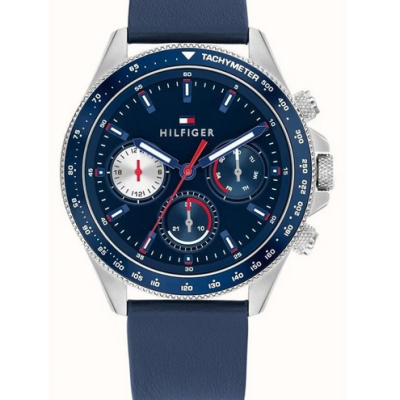 Reloj Tommy Hilfiger Caballero Clark Piel y Esfera Azul Multifunción 44mm Ref: 1792209