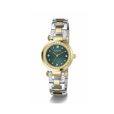 Reloj Guess Mujer Ginger Bicolor Acero/IP Dorado Esfera Verde 30mm Ref: GW0869L1