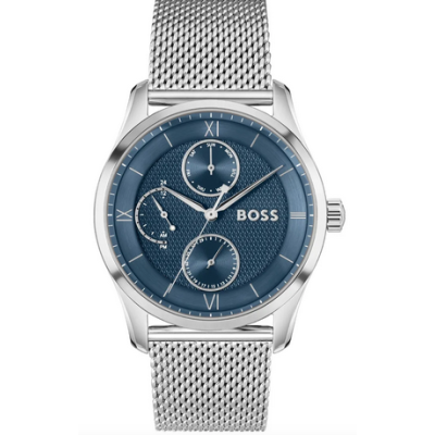 Reloj Boss Caballero Principle Master Malla Milanesa Acero Esfera Azul Cronógrafo 41mm Ref: 1514276