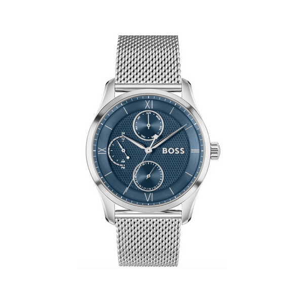 Reloj Boss Caballero Principle Master Malla Milanesa Acero Esfera Azul Cronógrafo 41mm Ref: 1514276