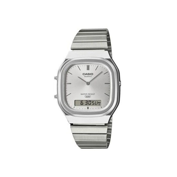 Reloj Casio Hombre Acero Plateado Analógico-Digital Ref:AQ-240E-7AEF