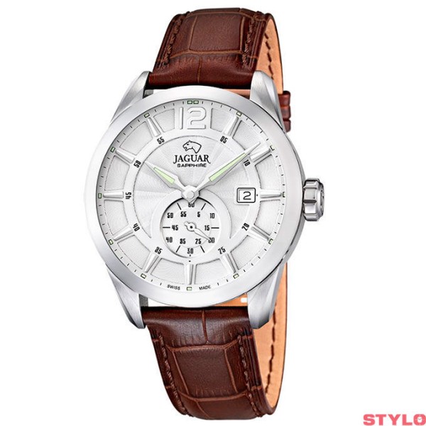 Reloj Jaguar Acamar Caballero Suizo Piel Marrón Esfera Blanca 43mm Ref: J663/1