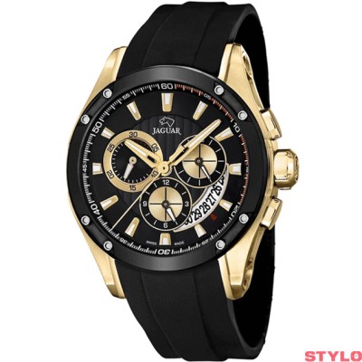 Reloj Jaguar Special Edition Caballero Caucho Negro Esfera Negra Cronógrafo 45mm Ref: J691/2