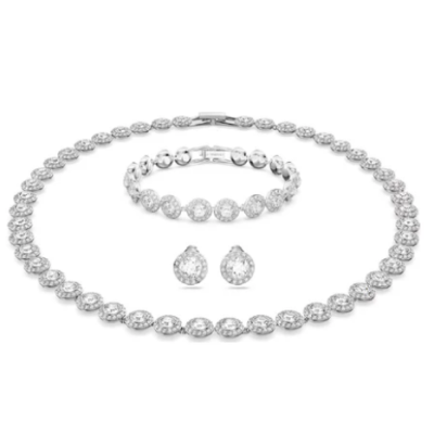 Conjunto Swarovski Una Angelic Talla Redonda Blanco Baño De Rodio Ref: 5367853