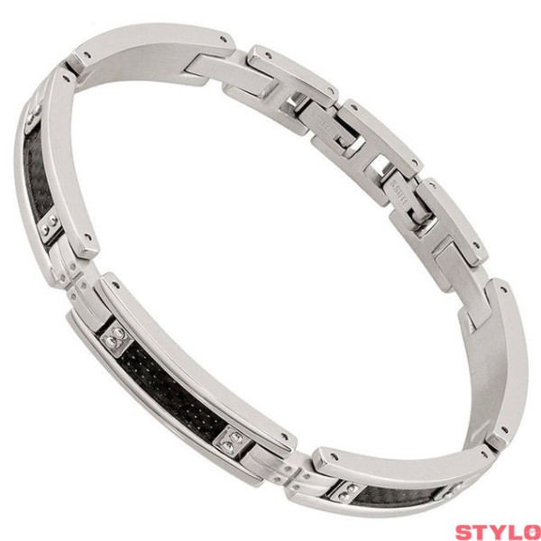 Pulsera Lotus Style Caballero Acero Inoxidable Con Diseño De Fibra De Carbono Ref: LS1650/2/1