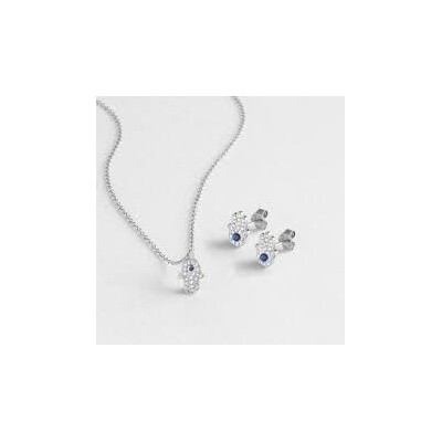 Collar y Pendientes Set Luxenter Plata De Ley Acabado En Rodio Con Circonitas Fatima Ref: SETWEB4300