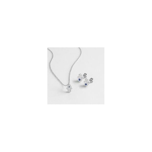 Collar y Pendientes Set Luxenter Plata De Ley Acabado En Rodio Con Circonitas Fatima Ref: SETWEB4300