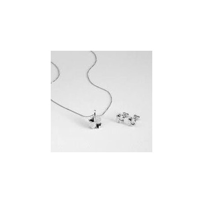 Collar y Pendientes Luxenter Trebol 4 hojas Plata De Ley Acabado En Rodio Ref: SETWEB3100