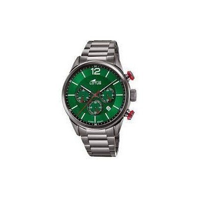 Reloj Lotus Chrono Acero Ip Gris Esfera Verde Cronógrafo 43mm Ref: 18686/4