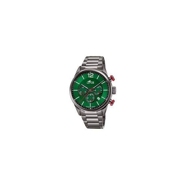 Reloj Lotus Chrono Acero Ip Gris Esfera Verde Cronógrafo 43mm Ref: 18686/4