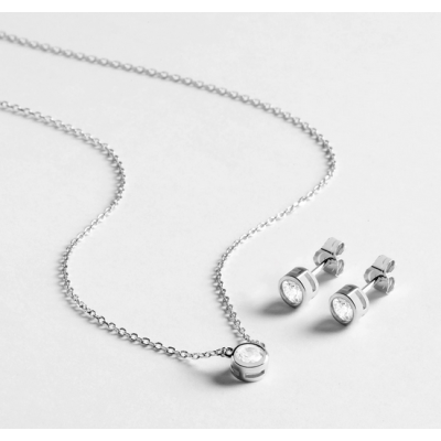 Conjunto Luxenter Pendientes Y Colgante Imrak Plata De Ley Acabado En Rodio Ref: SETWEB2000