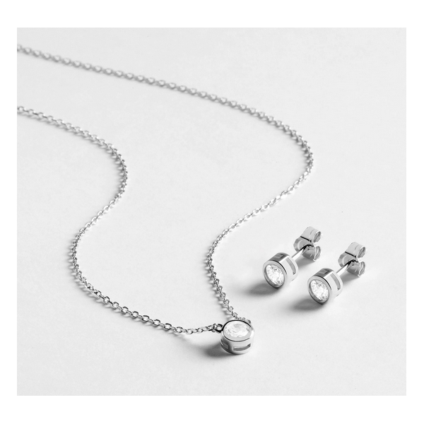 Conjunto Luxenter Pendientes Y Colgante Imrak Plata De Ley Acabado En Rodio Ref: SETWEB2000