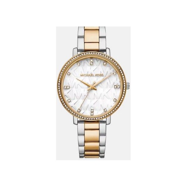 Reloj Michael Kors Mujer Pyper  De Acero Bicolor Esfera Blanca Ref:MK4918