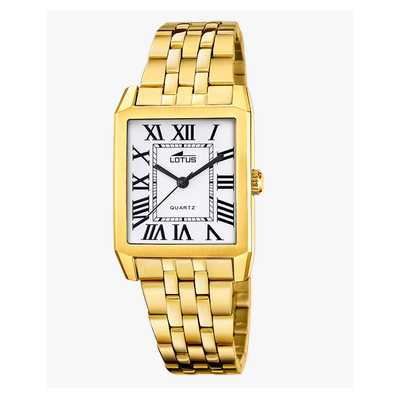 Reloj Lotus Mujer Square Series Acero Dorado Esfera Blanca 27mm Ref: 18986/3