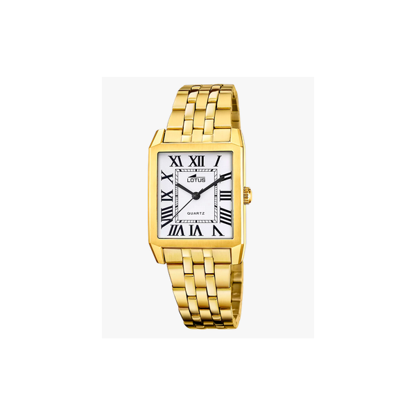 Reloj Lotus Mujer Square Series Acero Dorado Esfera Blanca 27mm Ref: 18986/3