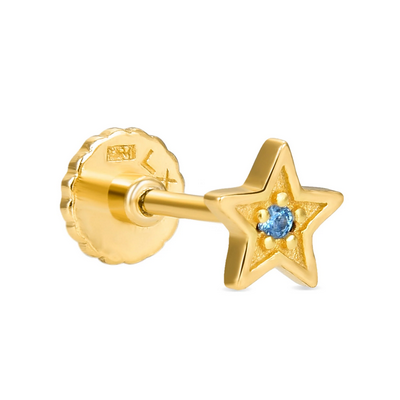 Piercing Luxenter Mujer Akdih Estrella Plata De Ley Rodio Dorado Circonita Zafiro Ref: PIR201Y0200