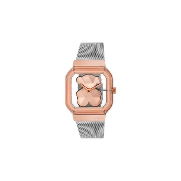 Reloj Tous Mujer Analógico Con Brazalete De Acero De Malla Milanesa y Caja Acero Rosado D-Bear Party Ref: 3000143600