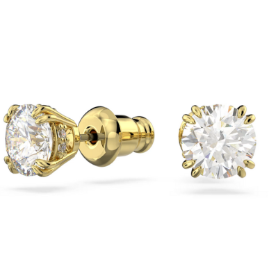 Pendientes Swarovski De Botón Stilla Talla Redonda Blancas Baño Tono Oro Ref: 5642595