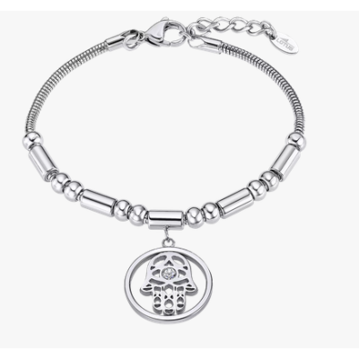 Pulsera Lotus Style Mujer Millennial Mano De Fátima Acero Inoxidable Ref: LS2465-2/1