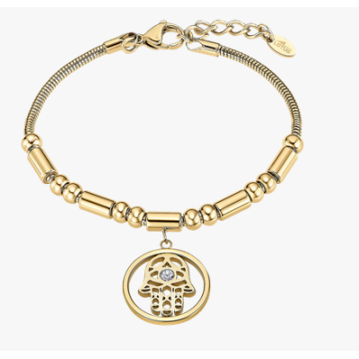 Pulsera Lotus Style Mujer Millennial Mano De Fátima Acero Inoxidable Dorado Ref: LS2465-2/2