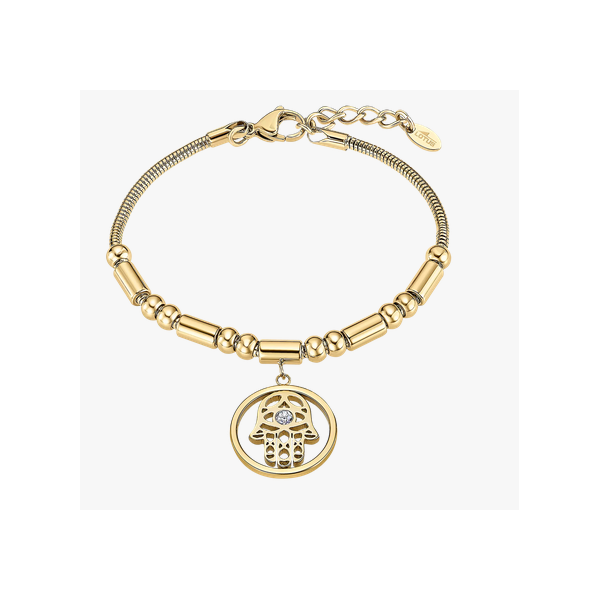 Pulsera Lotus Style Mujer Millennial Mano De Fátima Acero Inoxidable Dorado Ref: LS2465-2/2
