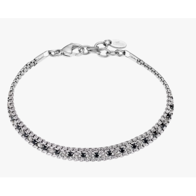 Pulsera Lotus Style Mujer Old Money Acero Inoxidable Con Circonitas Negras Ref:  LS2568-2/3