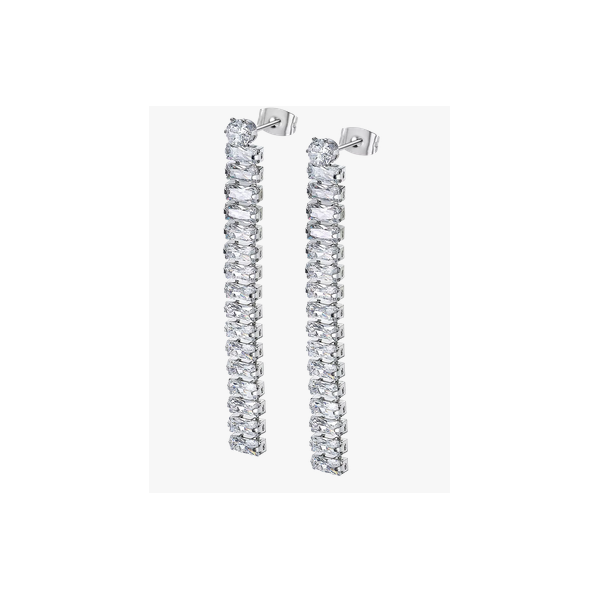 Pendientes Lotus Style Mujer Old Money Largos Acero Inoxidable Circonitas Baguettes Ref: LS2570-4/1