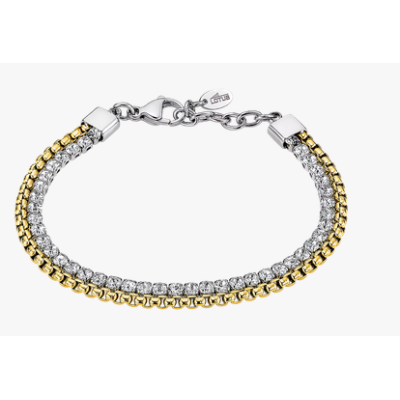 Pulsera Lotus Style Mujer Old Money Acero Inoxidable Dorado Con Circonitas Ref: LS2577-2/2