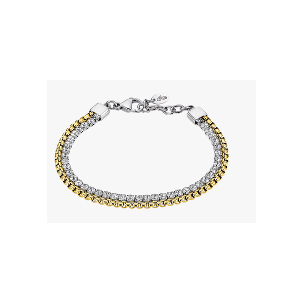 Pulsera Lotus Style Mujer Old Money Acero Inoxidable Dorado Con Circonitas Ref: LS2577-2/2