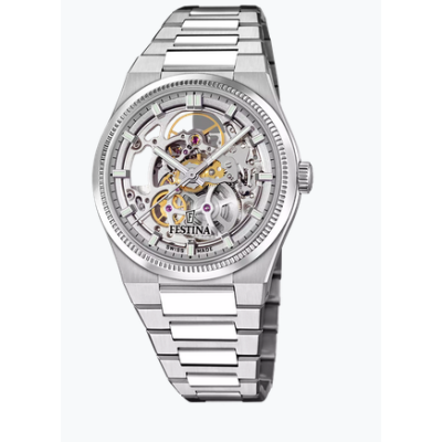 Reloj Festina Swiss Made Rivé Sq Acero Automático Cristal Zafiro 40mm Ref: F20069/1