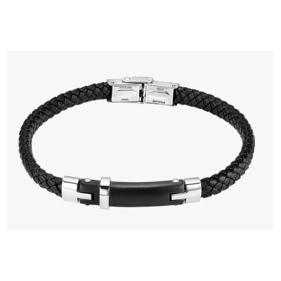Pulsera Lotus Style Caballero Men In Black Piel Negro Acero Inoxidable Ref: LS2546-2/1