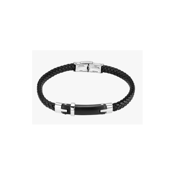 Pulsera Lotus Style Caballero Men In Black Piel Negro Acero Inoxidable Ref: LS2546-2/1
