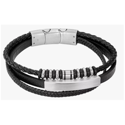 Pulsera Lotus Style Caballero Urban Man Piel Negra Acero Inoxidable Ref: LS2592/2/1