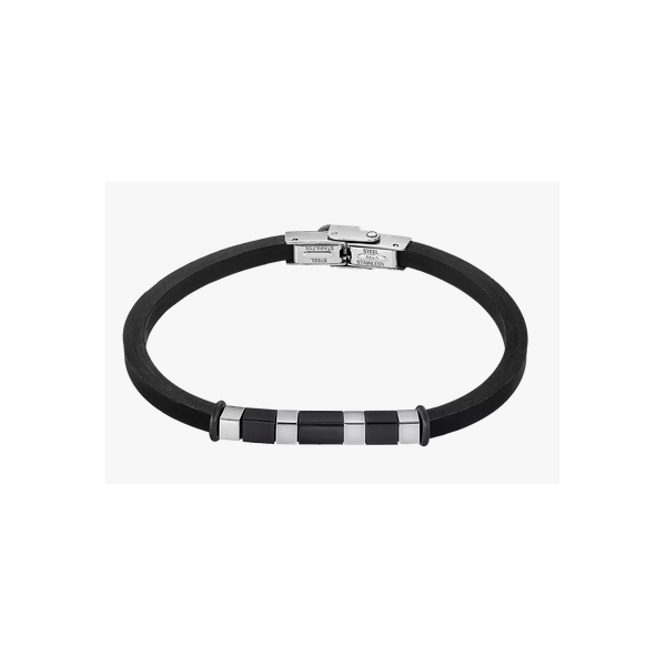 Pulsera Lotus Style Caballero Men Basic Caucho Negro Acero Inoxidable Ref: LS2538/2/3
