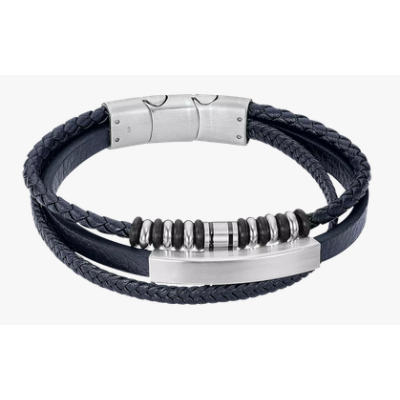 Pulsera Lotus Style Caballero Urban Man Piel Negro Acero Inoxidable Ref: LS2592/2/3