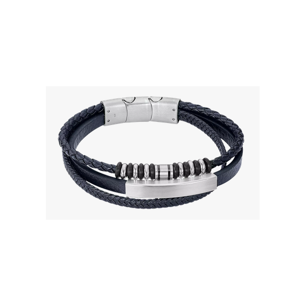 Pulsera Lotus Style Caballero Urban Man Piel Negro Acero Inoxidable Ref: LS2592/2/3